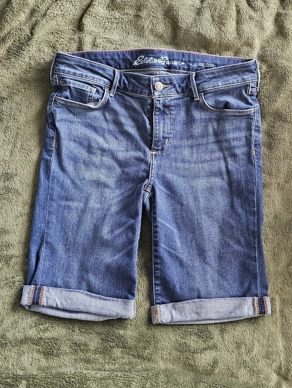 Eddie Bauer Rolled-Cuff Denim Bermuda Shorts